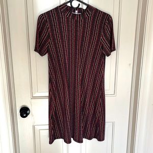 Bcbgeneration mock neck short sleeve mini dress vertical stripes medium